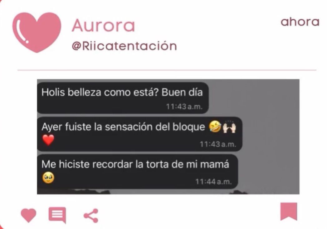 Captura de Instagram de Aurora recordando la torta de su mamá
